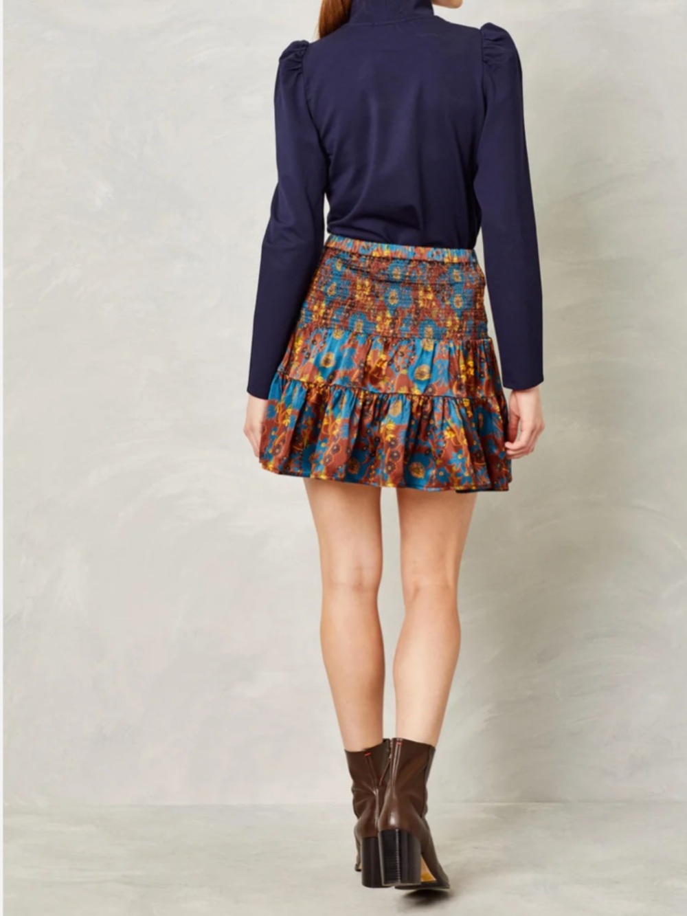 NWT- CARTOLINA KYLIE SILK SKIRT - YELLOWSTONE CHICORY - Picture 3 of 16
